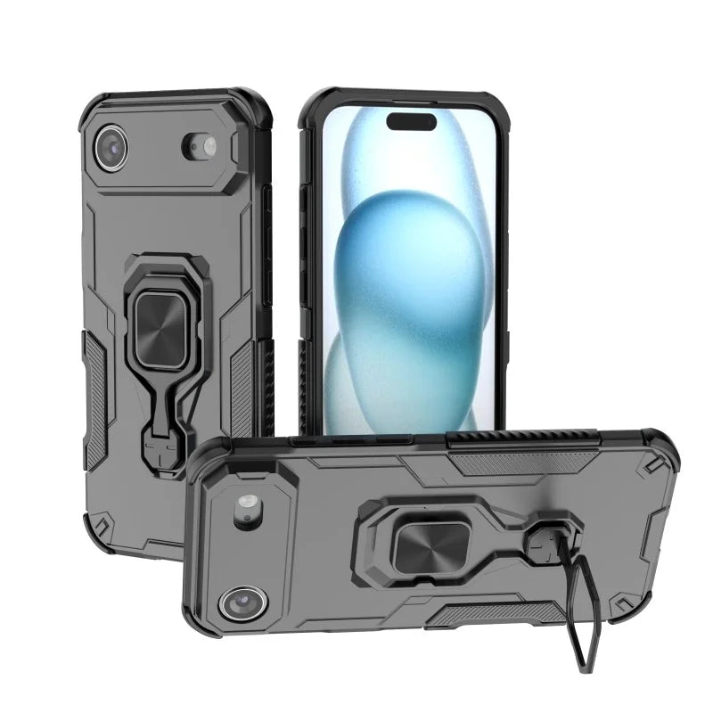 WANLONFENG For iPhone Air Phone Case  PC TPU Back Cover Kickstand with Tempered Glass - Black - 4