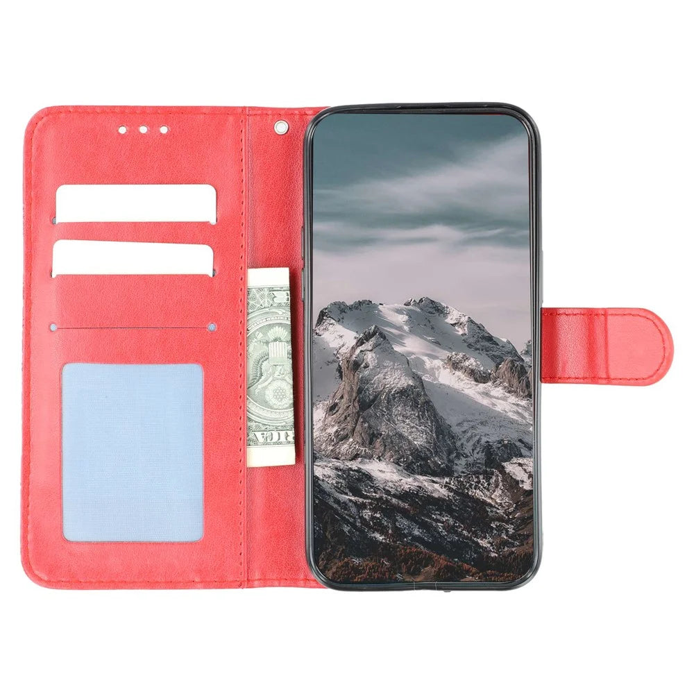 For OnePlus Nord CE5 5G  /  Ace 5 Racing 5G Case PU Leather Mandala Imprinted Design Wallet Phone Cover with Wrist Strap - Red - 2