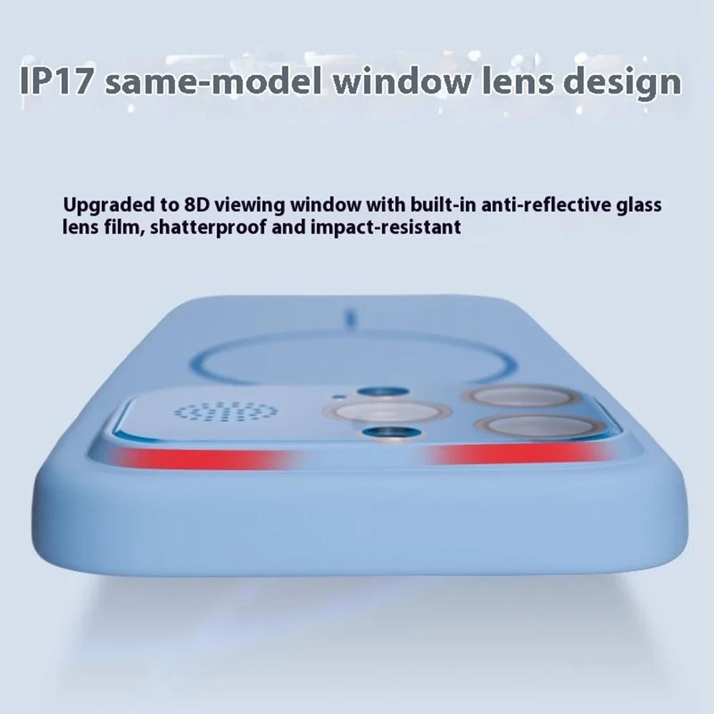 For iPhone 16 Pro Magnetic Case AI Button Liquid Silicone Phone Back Cover with Lens Film - Baby Blue - 5