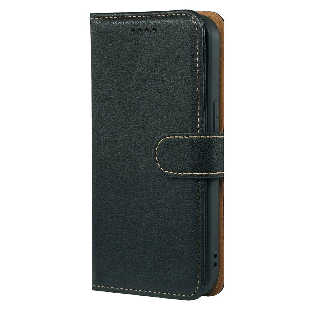 For Samsung Galaxy A05 4G Case RFID Blocking Wallet Litchi Texture Leather Phone Cover Magnetic Clasp - Black - 6