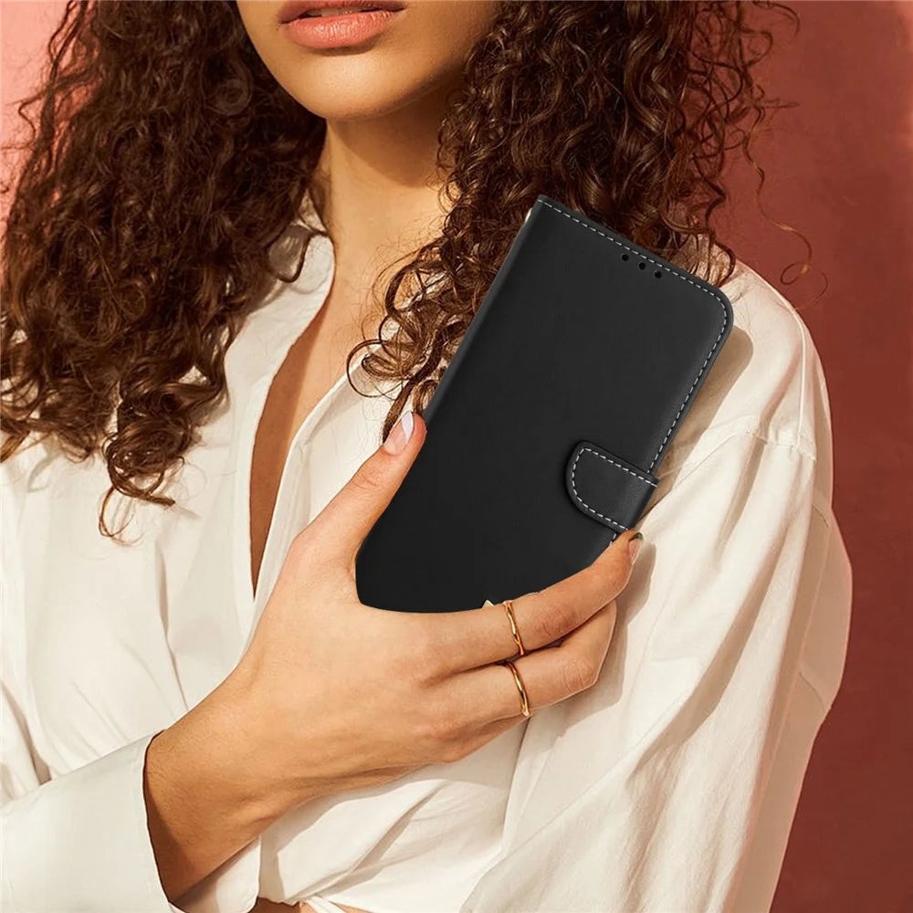 For Samsung Galaxy A18 5G / A18 4G / A17 5G / A17 4G / A26 5G Case Bowknot Decor Wallet Leather Phone Cover with Wrist Strap - Black - 7