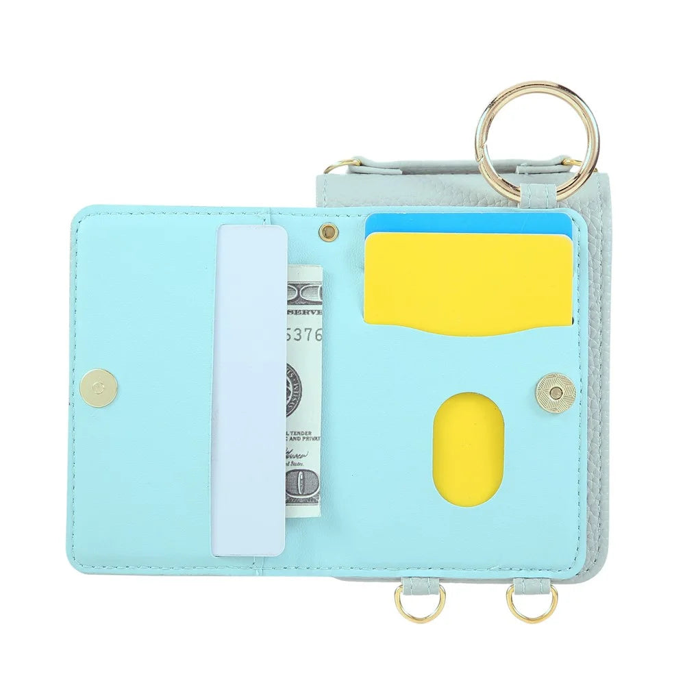 For Samsung Galaxy Z Flip7 5G Case Kickstand Rhombus Leather + TPU Phone Cover with Shoulder Strap - Blue - 2
