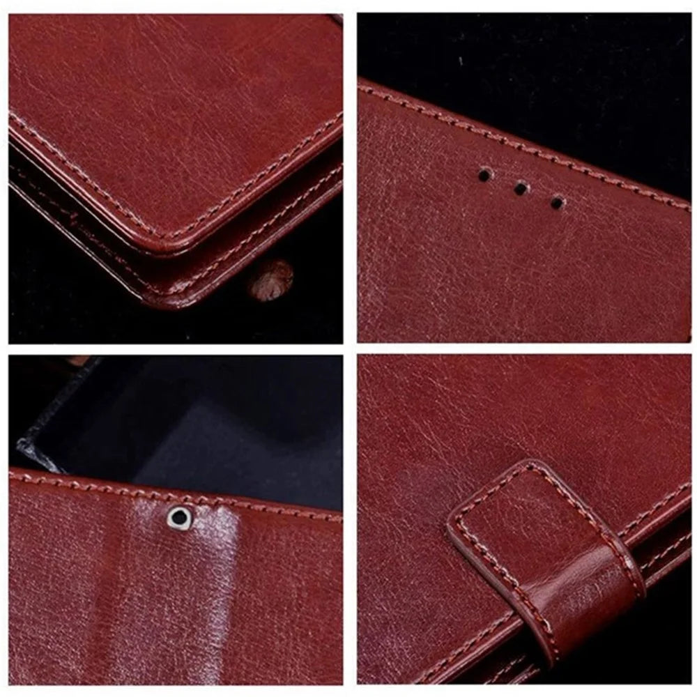 IDEWEI Crazy Horse Texture Stand Wallet Case for T-Mobile Revvl 6 Pro 5G, PU Leather + TPU Full Body Protection Cover - Brown - 6