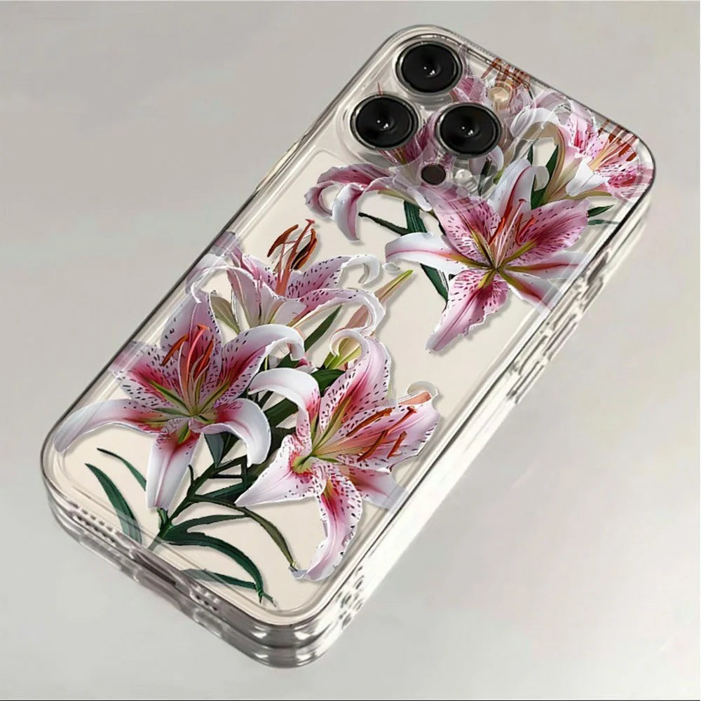 For iPhone 13 Pro Case Floral Lily Pattern TPU Phone Cover - 1