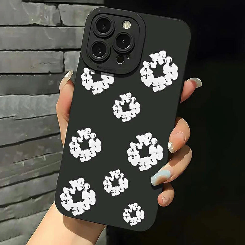 For iPhone 13 Pro Case White Floral Pattern TPU Phone Cover - 3