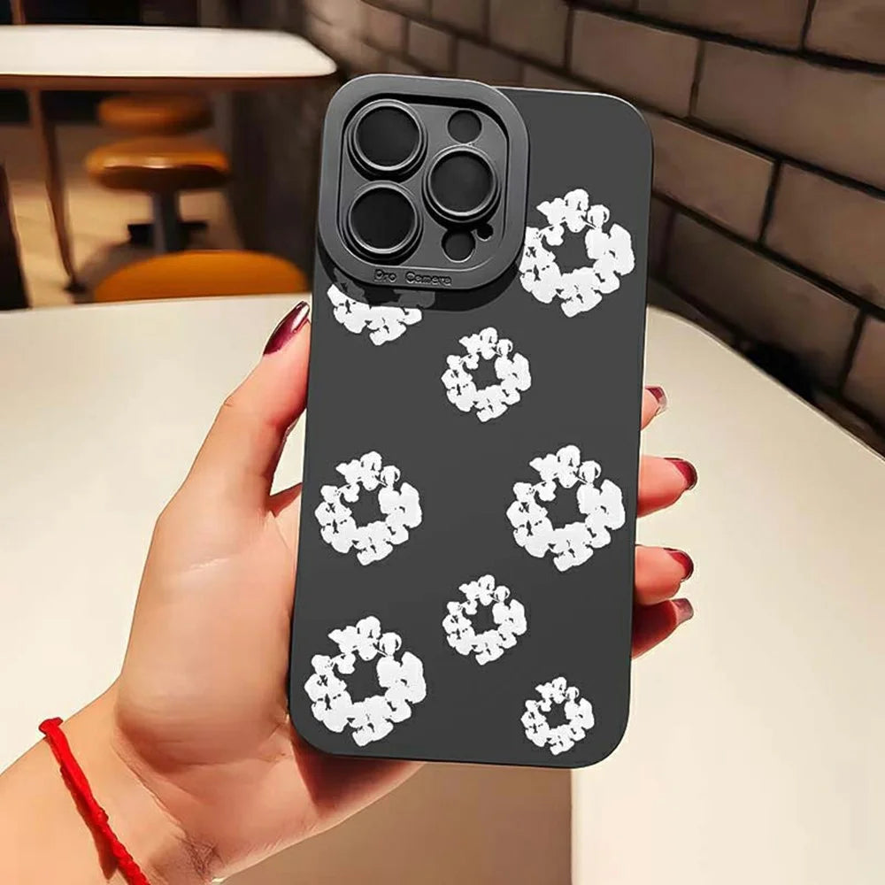 For iPhone 14 Pro Max Case White Floral Pattern TPU Phone Cover - 2
