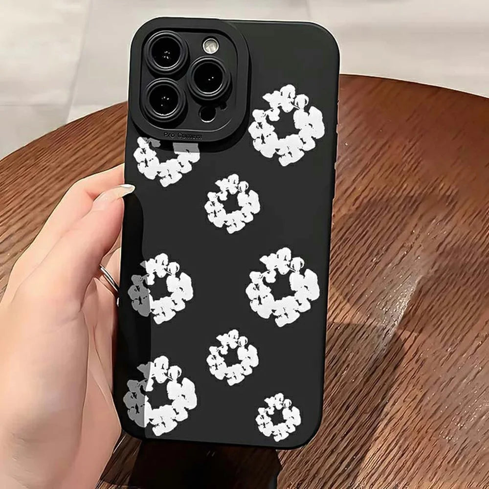 For iPhone 14 Pro Max Case White Floral Pattern TPU Phone Cover - 4