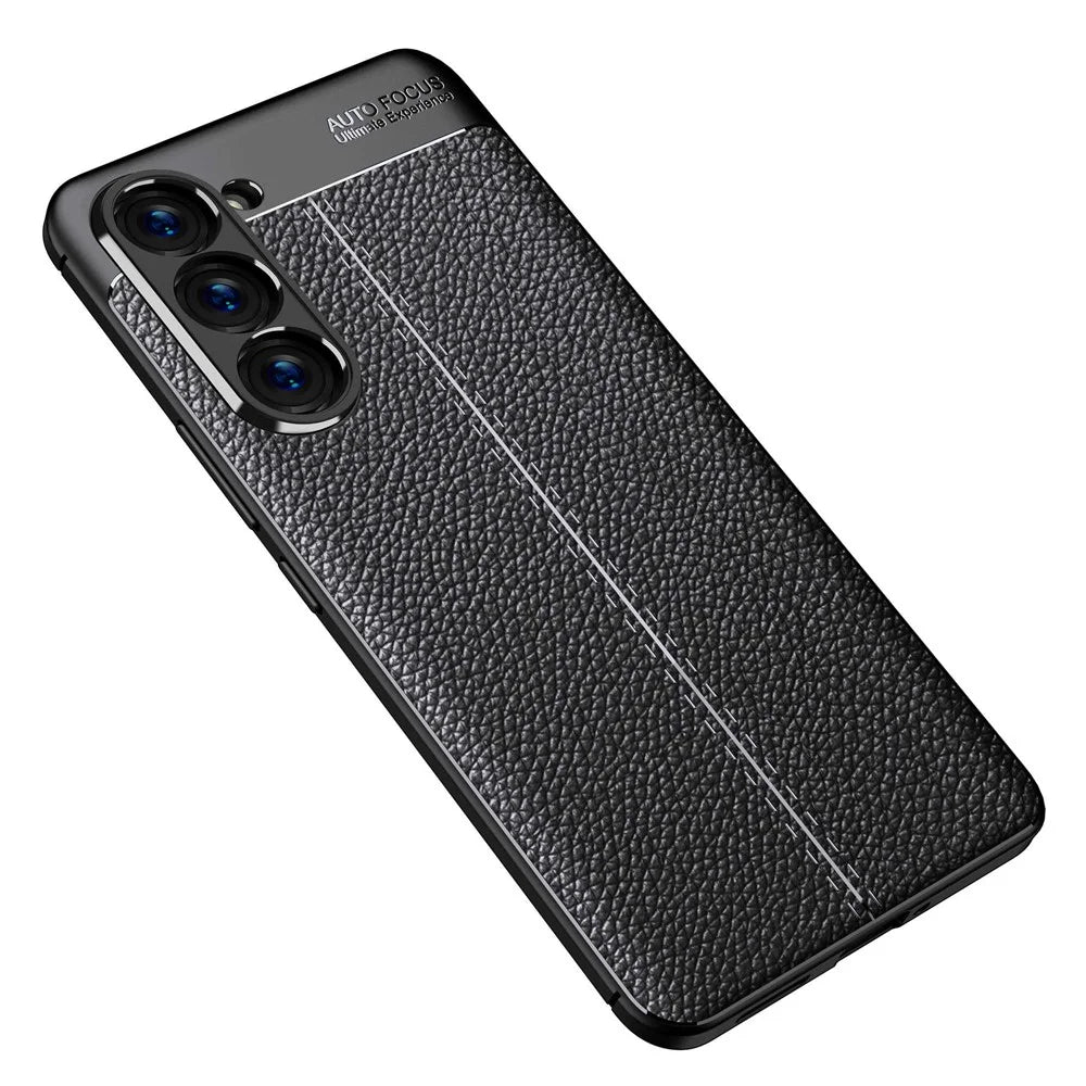 Litchi Texture Anti-drop Protective Case for Samsung Galaxy S23, Fingerprint-proof Cell Phone Cover - Black - 3