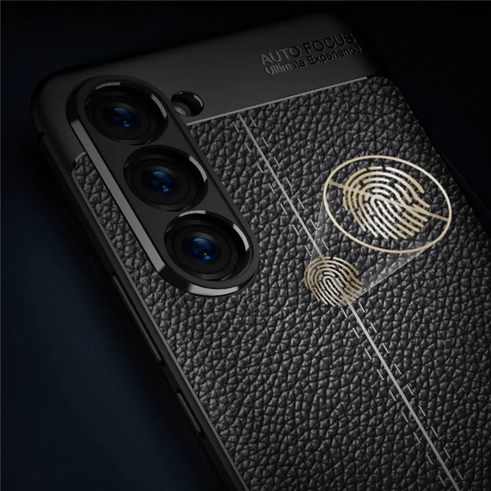Litchi Texture Anti-drop Protective Case for Samsung Galaxy S23, Fingerprint-proof Cell Phone Cover - Black - 5