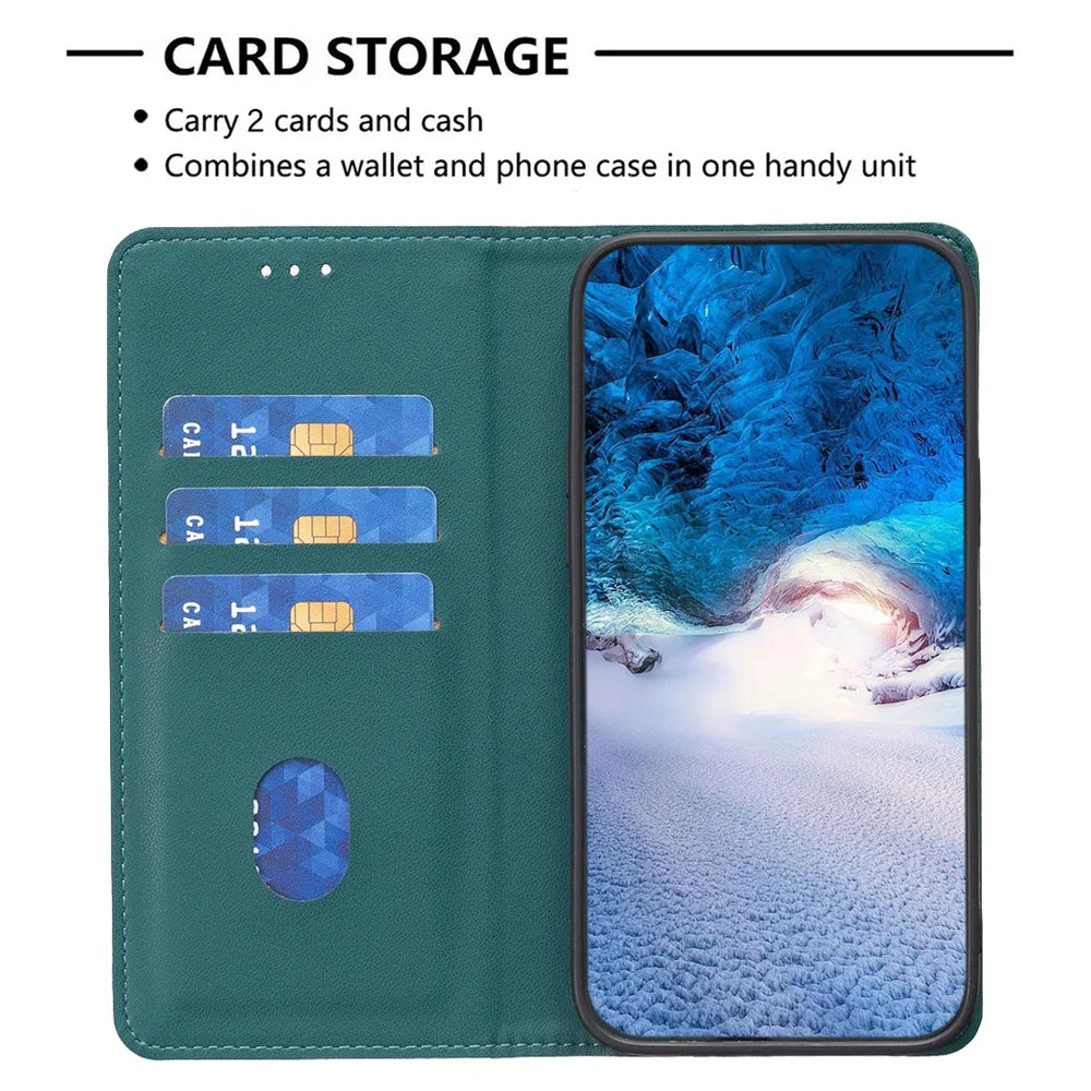 BINFEN COLOR For Samsung Galaxy S25 FE Leather Case  BF18 Phone Stand Cover with Card Slots - Green - 5