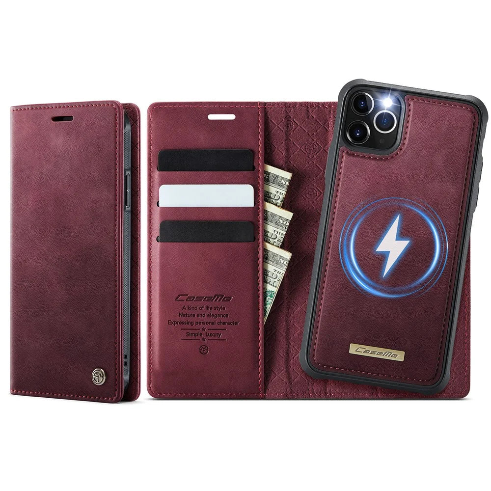 CASEME For iPhone 11 Pro Max Case  C49  Compatible with MagSafe RFID Blocking Detachable Wallet Leather Phone Cover - Red - 1