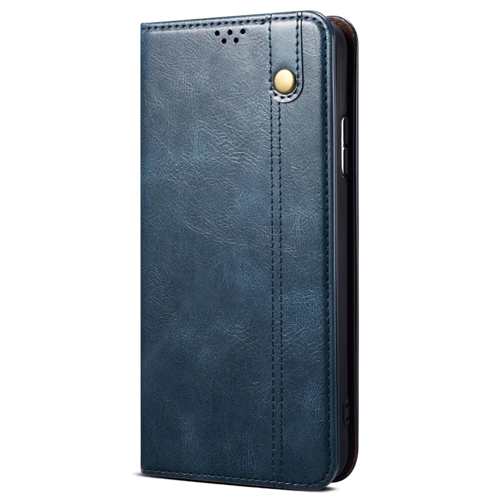 Wallet Case for OnePlus Nord CE5 5G / Ace 5 Racing 5G Crazy Horse Texture Waxy Leather Stand Phone Cover - Blue - 5