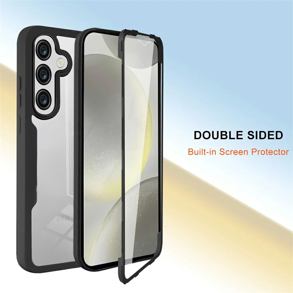 For Samsung Galaxy A36 5G / A56 5G Case Acrylic + TPU Clear Phone Cover with PET Screen Film - Black - 2