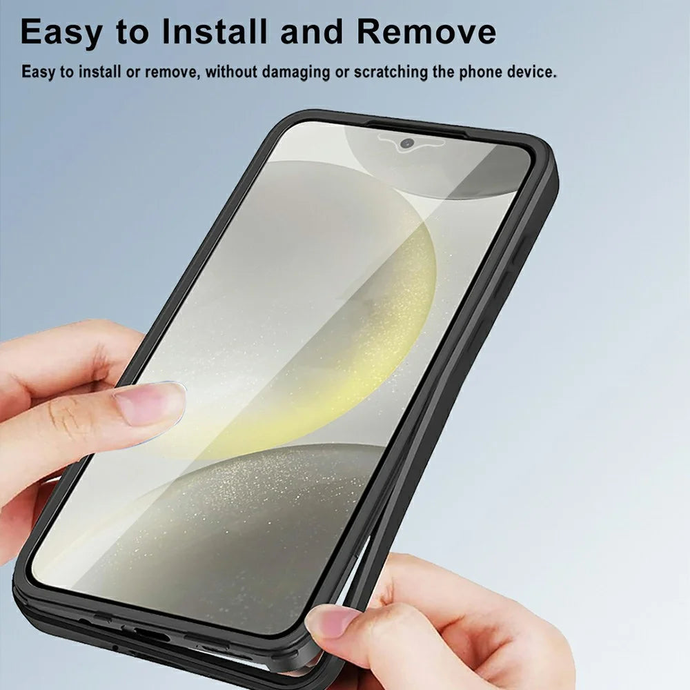 For Samsung Galaxy M36 5G Case Acrylic + TPU Clear Phone Cover with PET Screen Film - Black - 6