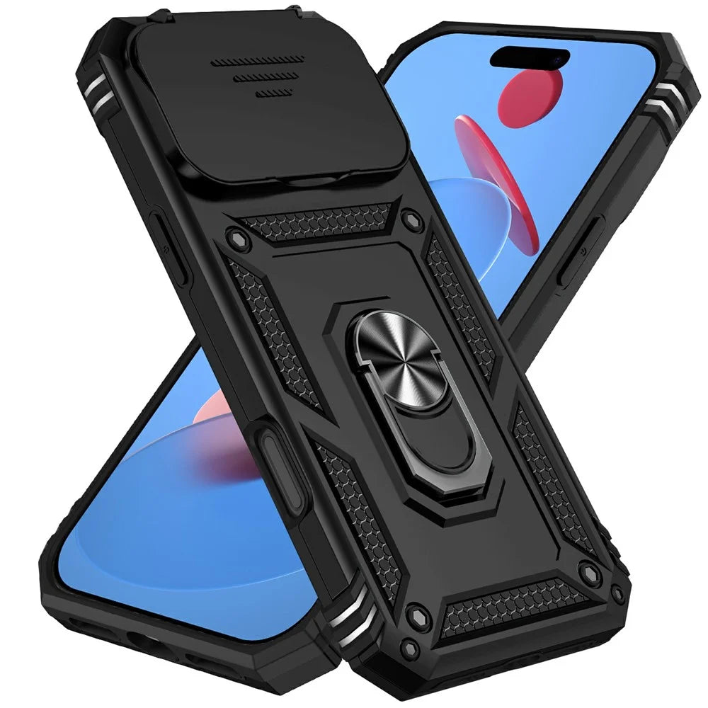 For iPhone 17 Pro Max Case PC + TPU Phone Cover with Lens Protection Kickstand - Black - 2