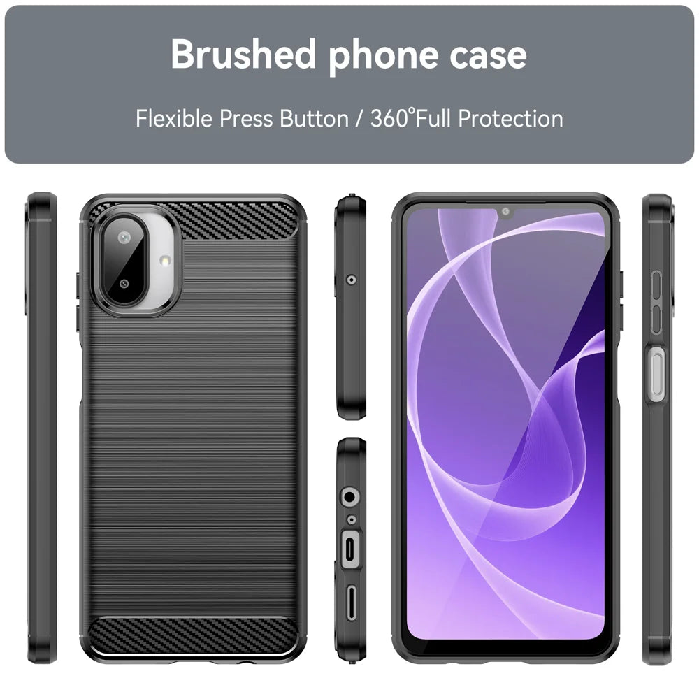 WANLONFENG For Samsung Galaxy A08 4G / A07 4G Case with Screen Film  LS Series Big Lens Hole Brushed Texture TPU Phone Cover - Black - 3
