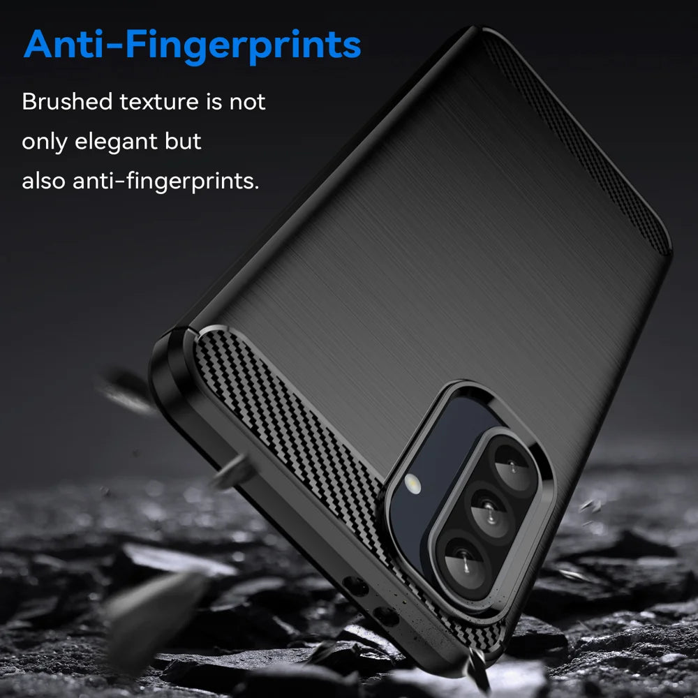 WANLONFENG For Samsung Galaxy A56 5G Case with Screen Film  LS Series Big Lens Hole Brushed Texture TPU Phone Cover - Black - 4