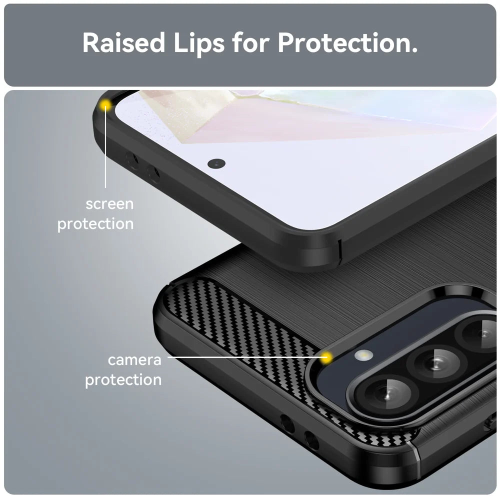 WANLONFENG For Samsung Galaxy A56 5G Case with Screen Film  LS Series Big Lens Hole Brushed Texture TPU Phone Cover - Black - 7