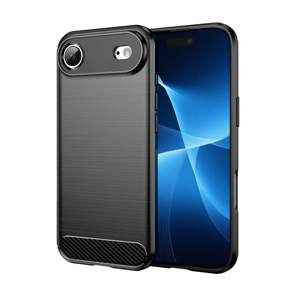 WANLONFENG For iPhone Air Case with Tempered Glass  LS Series Brushed Texture TPU Phone Cover - Black - 2
