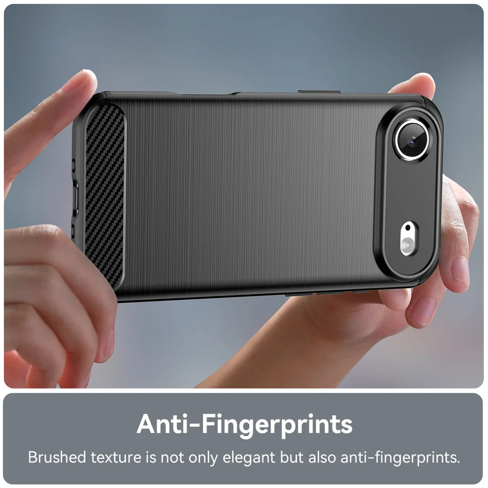 WANLONFENG For iPhone Air Case with Tempered Glass  LS Series Brushed Texture TPU Phone Cover - Black - 6