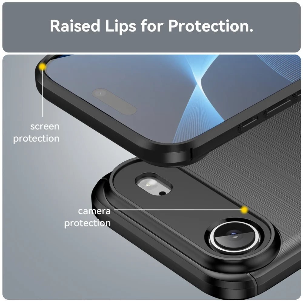 WANLONFENG For iPhone Air Case with Tempered Glass  LS Series Brushed Texture TPU Phone Cover - Black - 7