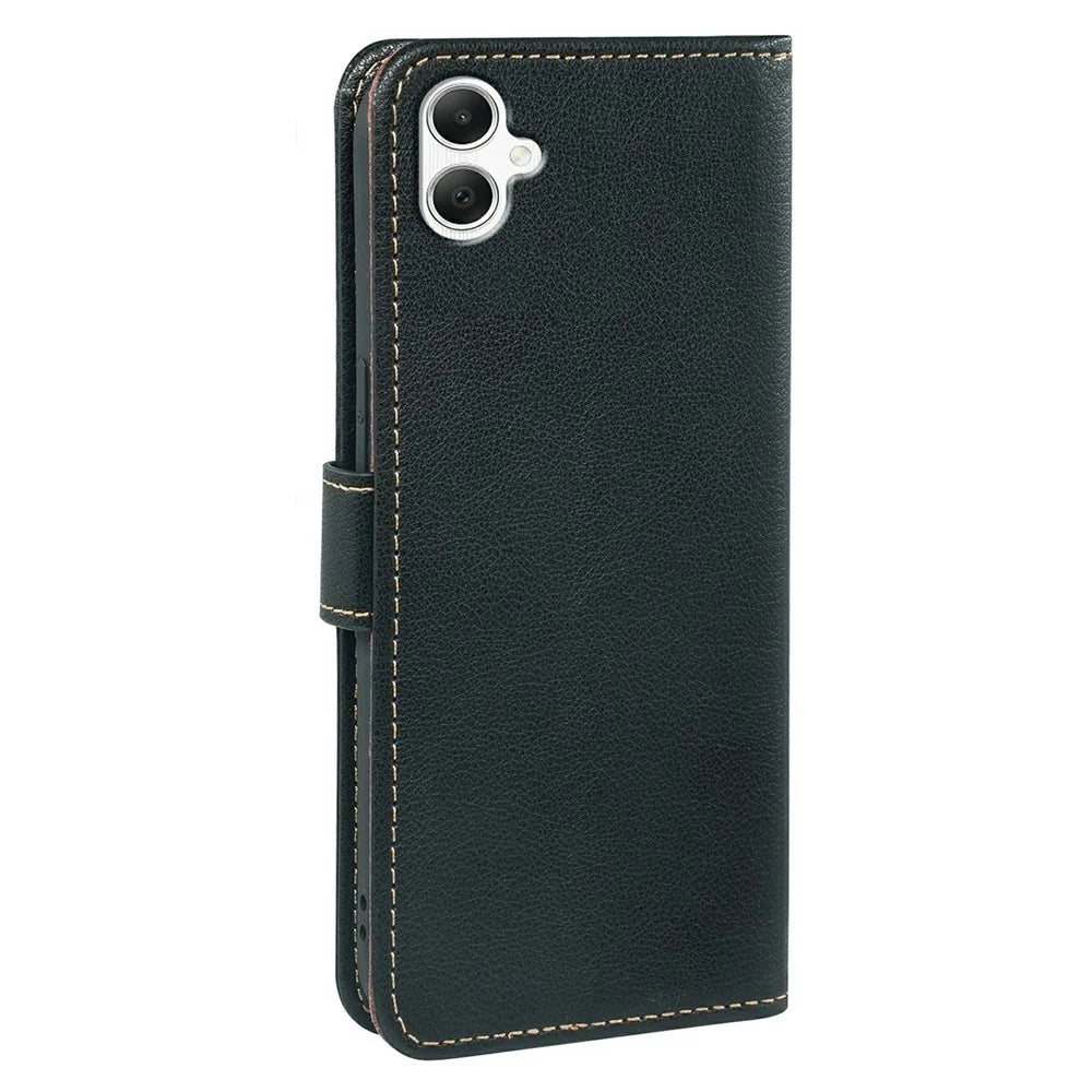 For Samsung Galaxy A08 5G / A08 4G / A07 4G Case RFID Blocking Wallet Litchi Texture Leather Phone Cover Magnetic Clasp - Black - 7