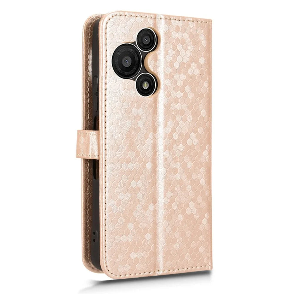For TCL 60 SE NxtPaper 5G Wallet Case Dot Pattern Imprint PU Leather Phone Cover with Wrist Strap - Rose Gold - 7