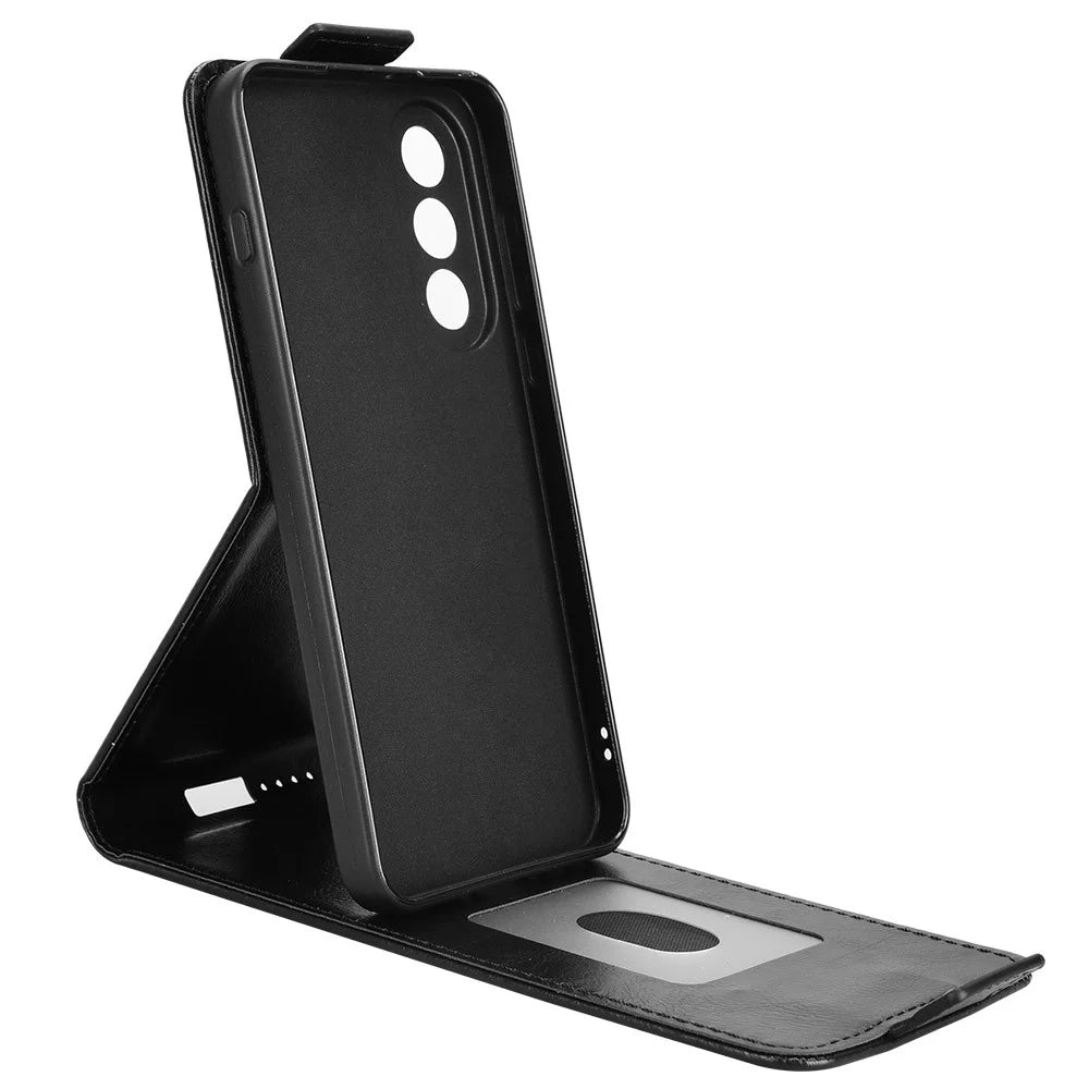 For OnePlus Nord 5 5G / Ace 5 Ultra 5G Stand Case Magnetic Clasp Vertical Flip Leather Phone Cover with Card Holder - Black - 2