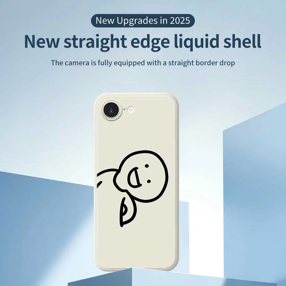 For iPhone 17e / 16e Case Cute Tilted Head Pattern Printing Straight Edge TPU Phone Back Cover - Beige - 3