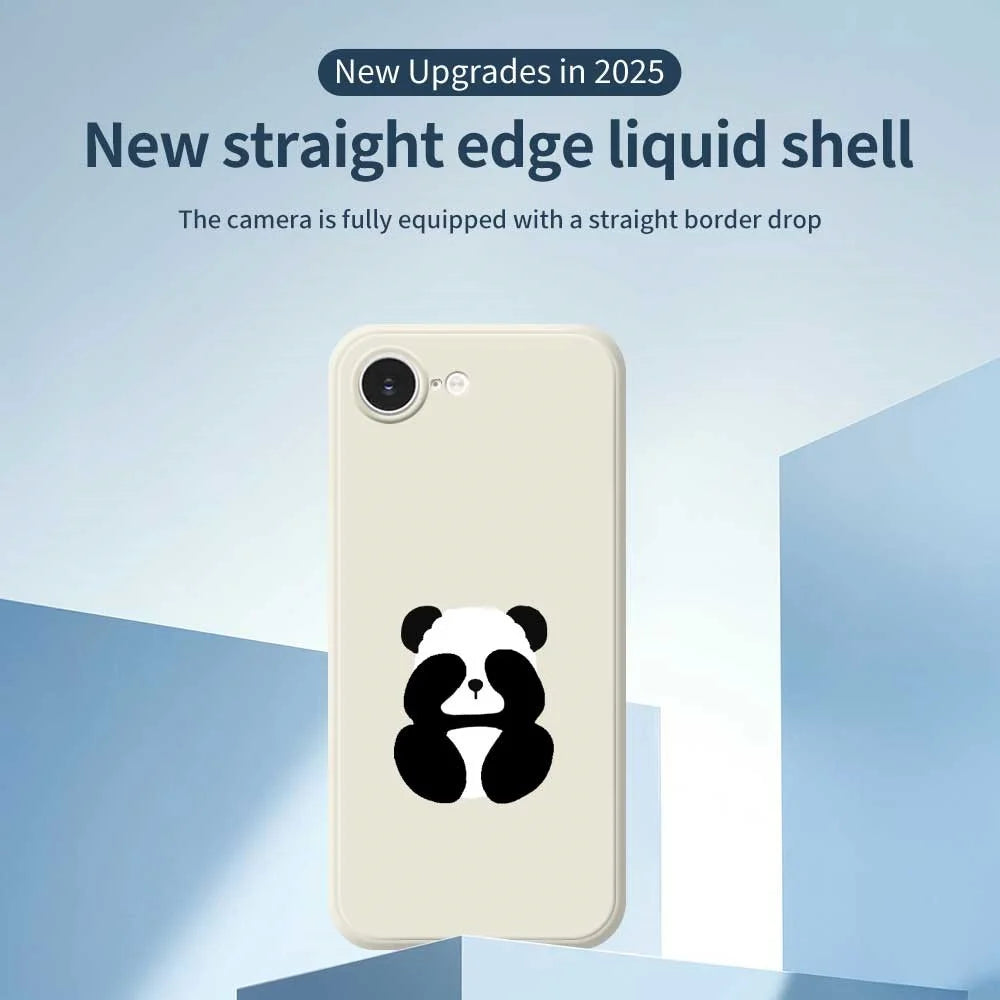 For iPhone 17e / 16e Case Blindfolded Panda Pattern Printing Straight Edge TPU Phone Back Cover - Green - 2