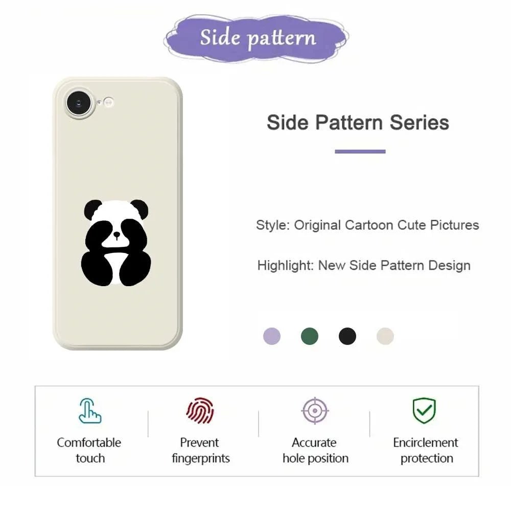For iPhone 17e / 16e Case Blindfolded Panda Pattern Printing Straight Edge TPU Phone Back Cover - Green - 7