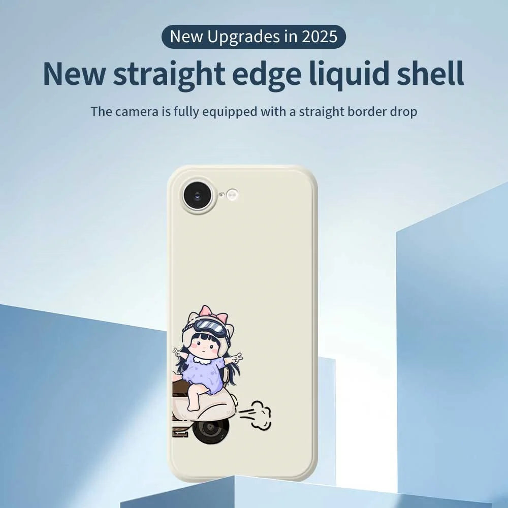 For iPhone 17e / 16e Case Helmet Girl Pattern Printing Straight Edge TPU Phone Back Cover - Purple - 2