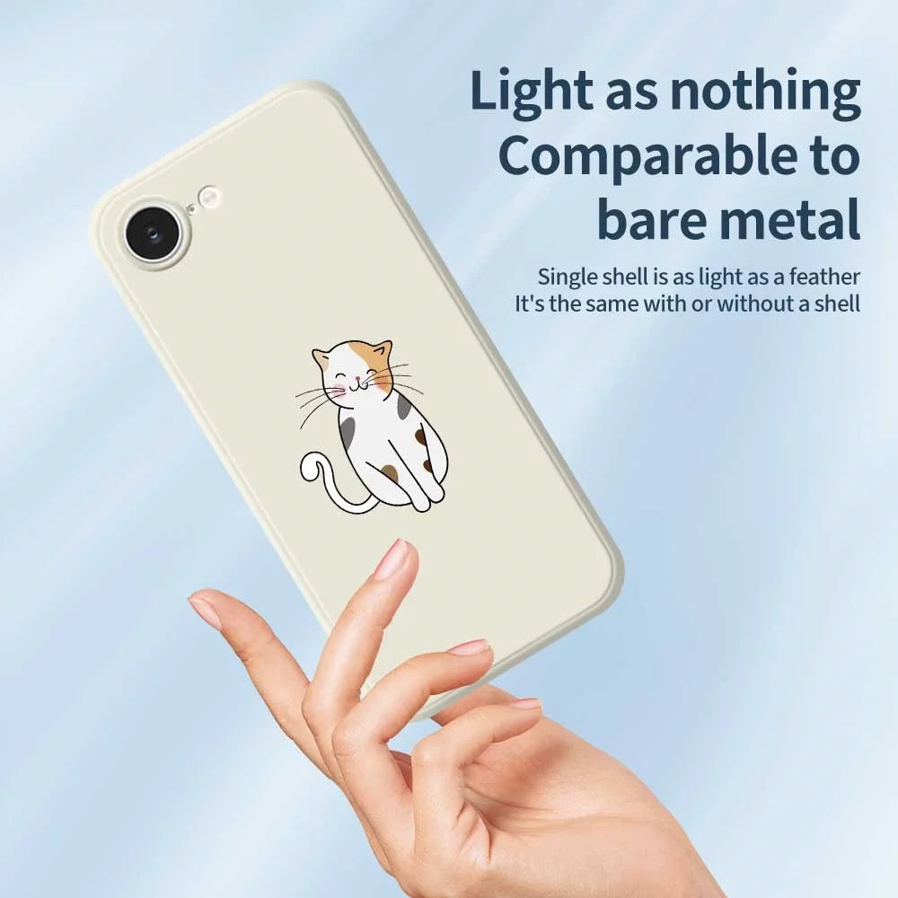 For iPhone 17e / 16e Case Cute Calico Cat Pattern Printing Straight Edge TPU Phone Back Cover - Beige - 4