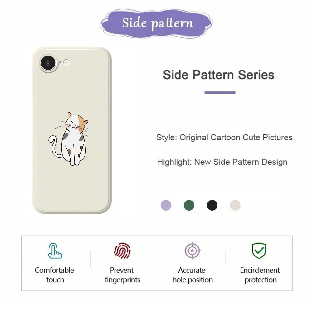 For iPhone 17e / 16e Case Cute Calico Cat Pattern Printing Straight Edge TPU Phone Back Cover - Beige - 5