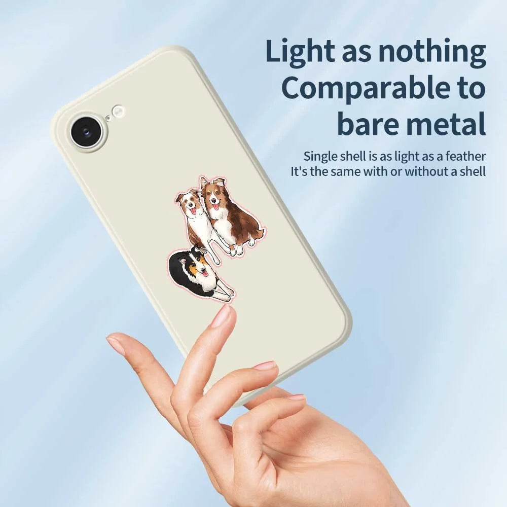 For iPhone 17e / 16e Case Three Dogs Pattern Printing Straight Edge TPU Phone Back Cover - Beige - 3