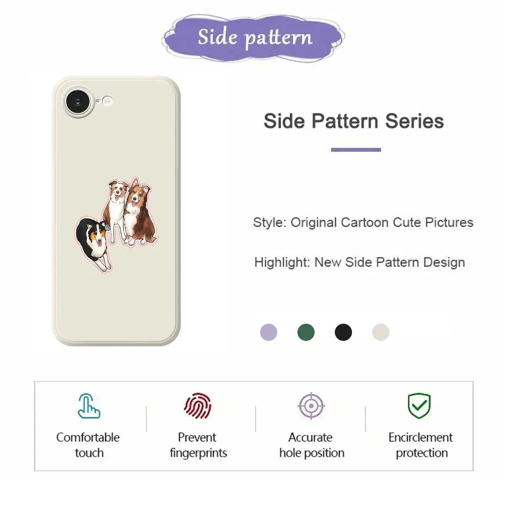For iPhone 17e / 16e Case Three Dogs Pattern Printing Straight Edge TPU Phone Back Cover - Beige - 4