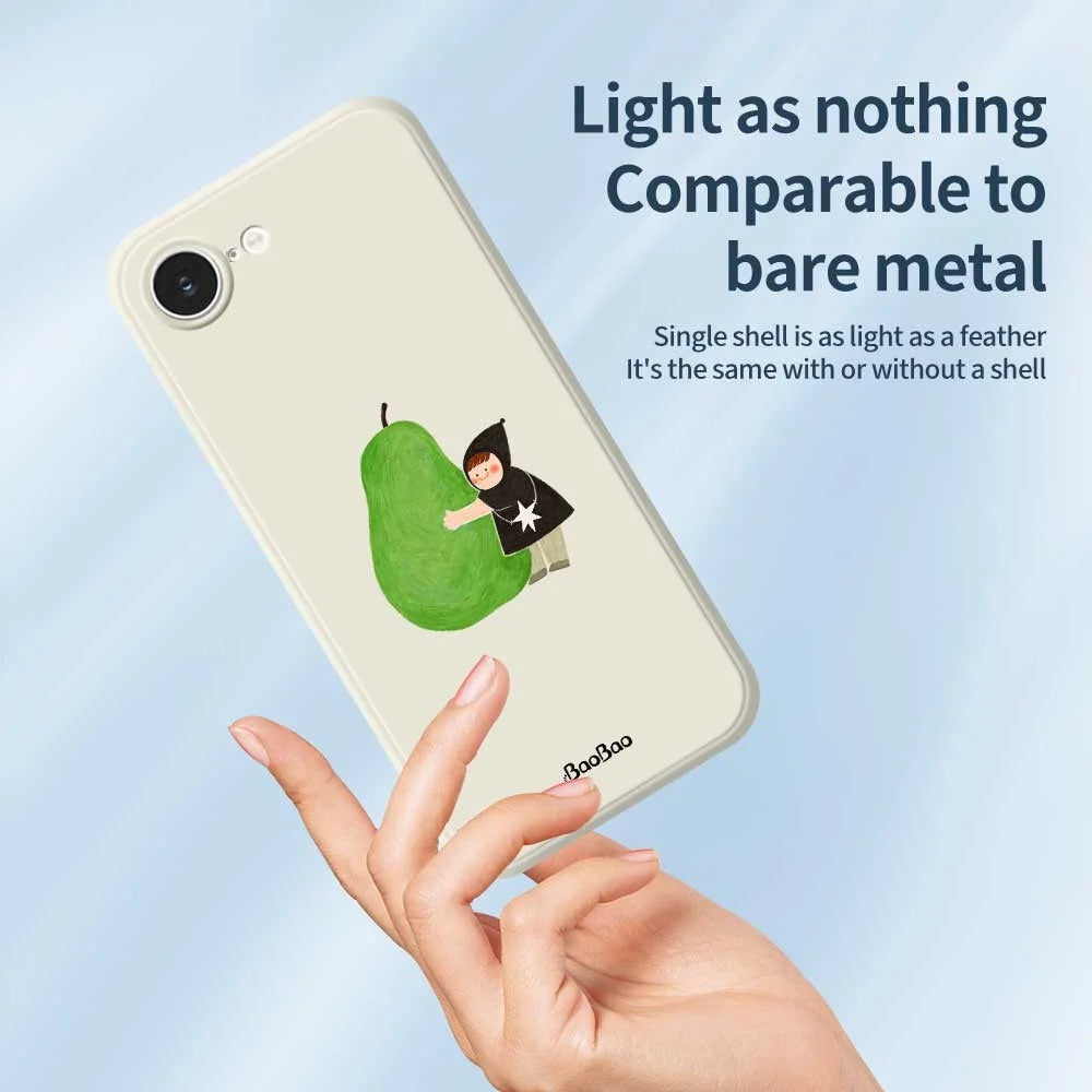For iPhone 17e / 16e Case Hug Green Pear Pattern Printing Straight Edge TPU Phone Back Cover - Beige - 3