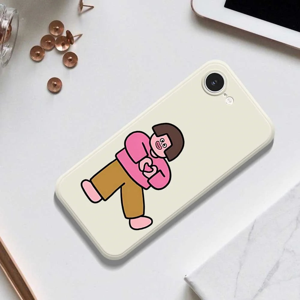 For iPhone 17e / 16e Case Love Girl Pattern Printing Straight Edge TPU Phone Back Cover - Beige - 7