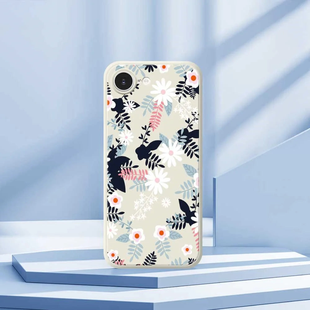For iPhone 17e / 16e Case Flowers and Leaves Pattern Printing Straight Edge TPU Phone Back Cover - Beige - 7