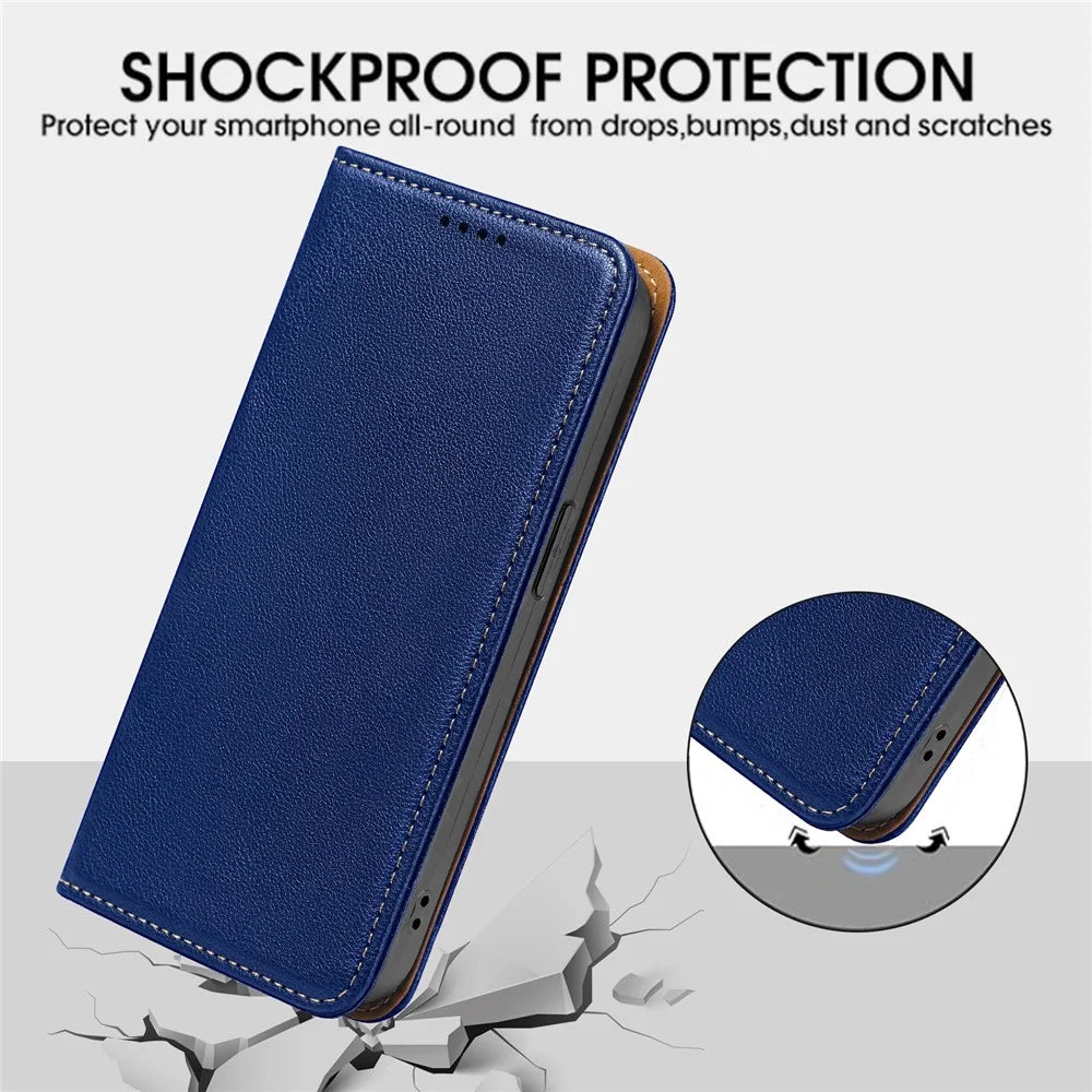 For Samsung Galaxy S25 FE Case Wallet RFID Blocking Leather Phone Cover Strong Magnetic Closure - Blue - 5