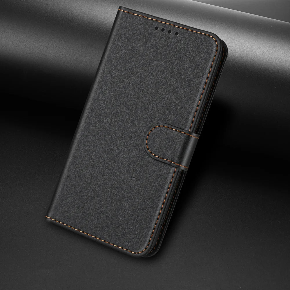 For Sony Xperia 1 VII Leather Case Wallet Stand Solid Color Anti Drop Phone Cover - Black - 7