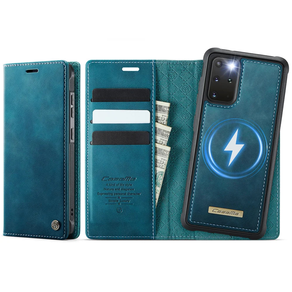 CASEME For Samsung Galaxy S20 Plus 5G Case  C49 Magnetic Case RFID Blocking Detachable Wallet Leather Phone Cover - Green - 1