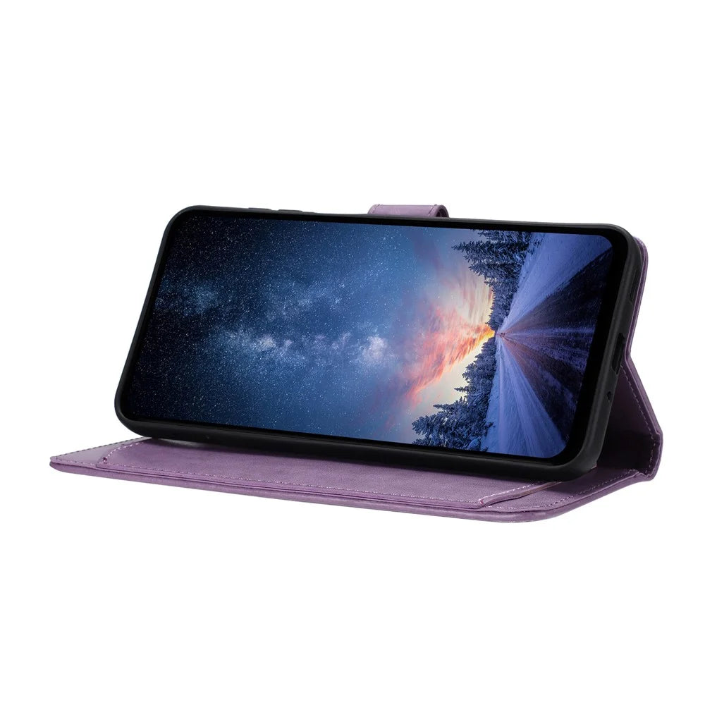 For Samsung Galaxy A08 5G / A08 4G / A07 4G Wallet Phone Case Stand PU Leather Folio Flip Cover with 8 Card Slot - Purple - 2