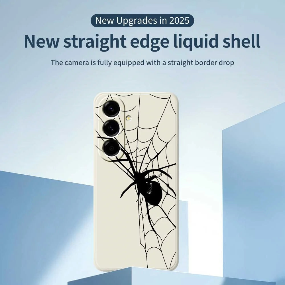 For Samsung Galaxy A56 5G Case Spider Pattern Printing Straight Edge TPU Phone Back Cover - Beige - 2