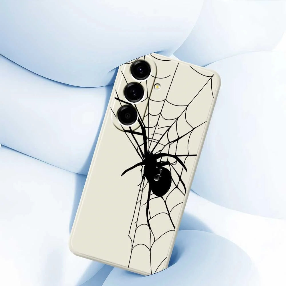 For Samsung Galaxy A56 5G Case Spider Pattern Printing Straight Edge TPU Phone Back Cover - Beige - 4