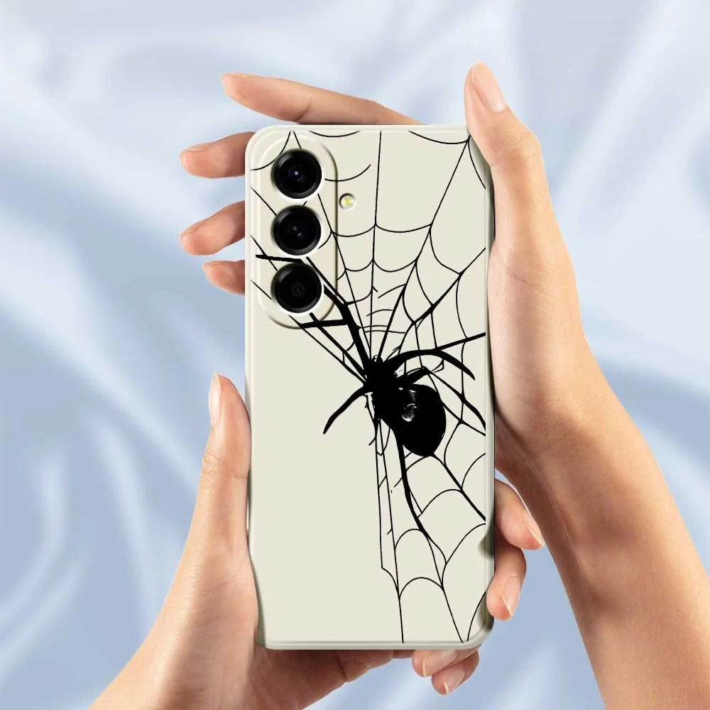 For Samsung Galaxy A56 5G Case Spider Pattern Printing Straight Edge TPU Phone Back Cover - Beige - 5