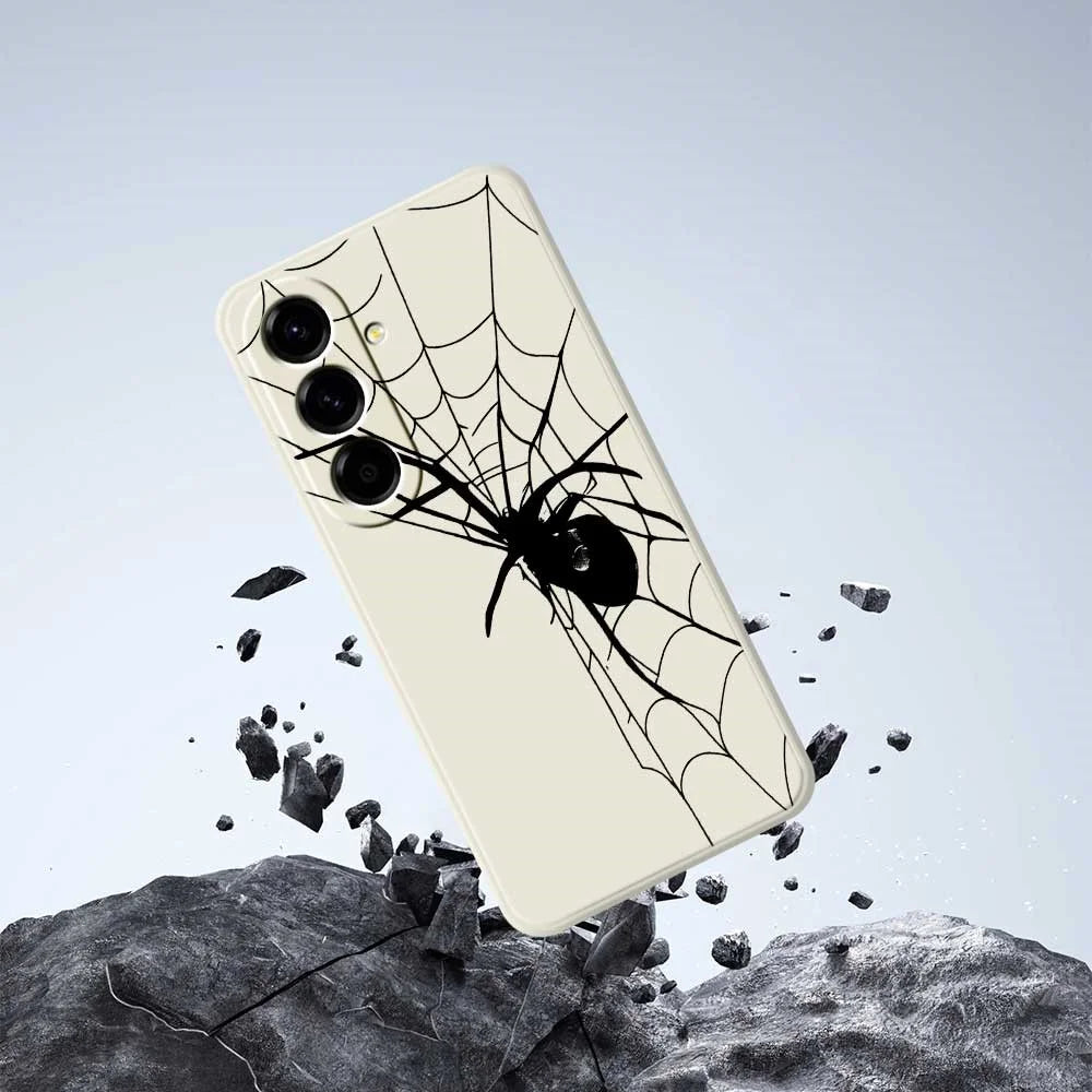 For Samsung Galaxy A56 5G Case Spider Pattern Printing Straight Edge TPU Phone Back Cover - Beige - 6