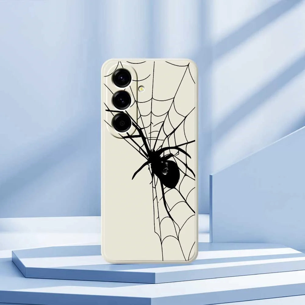 For Samsung Galaxy A56 5G Case Spider Pattern Printing Straight Edge TPU Phone Back Cover - Beige - 7