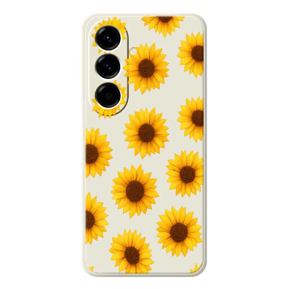 For Samsung Galaxy A56 5G Case Sunflowers Pattern Printing Straight Edge TPU Phone Back Cover - Beige - 1