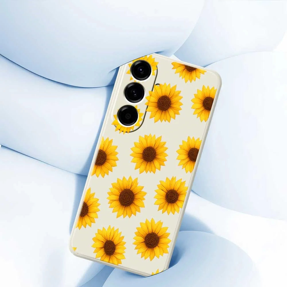 For Samsung Galaxy A56 5G Case Sunflowers Pattern Printing Straight Edge TPU Phone Back Cover - Beige - 4